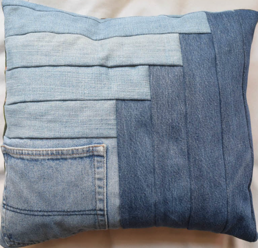 Denim Log Cabin Pocket Pillow