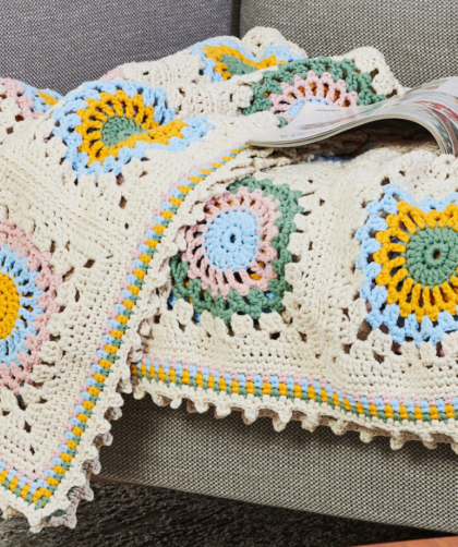 Picot Edged Crochet Granny Blanket