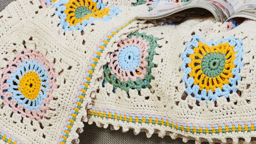 Picot Edged Crochet Granny Blanket