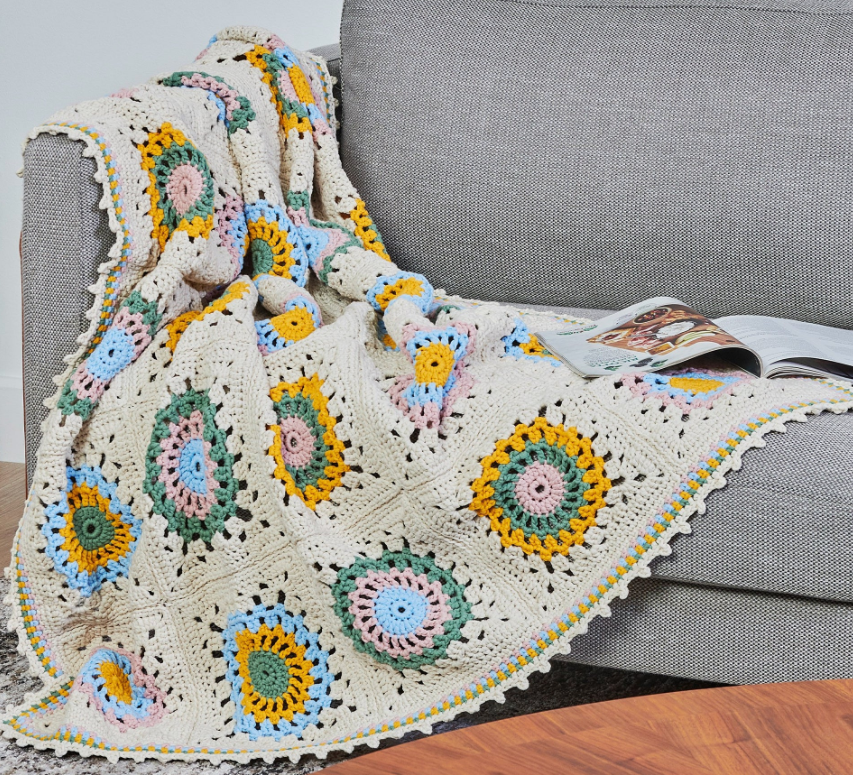 Picot Edged Crochet Granny Blanket