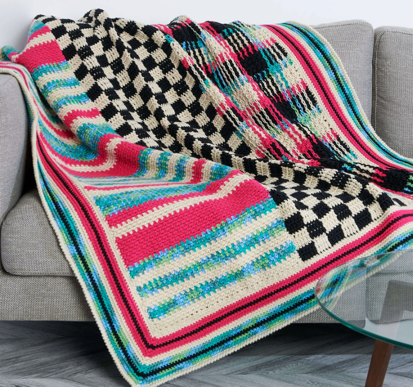 Check Please Panel Crochet Blanket 