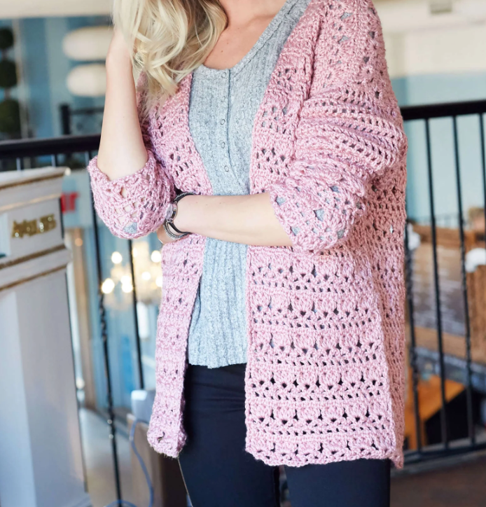 Crochet Cardigan Pattern Rose Blush