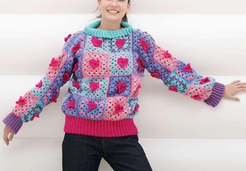 Easy Heart Crochet Sweater Pattern for Women 